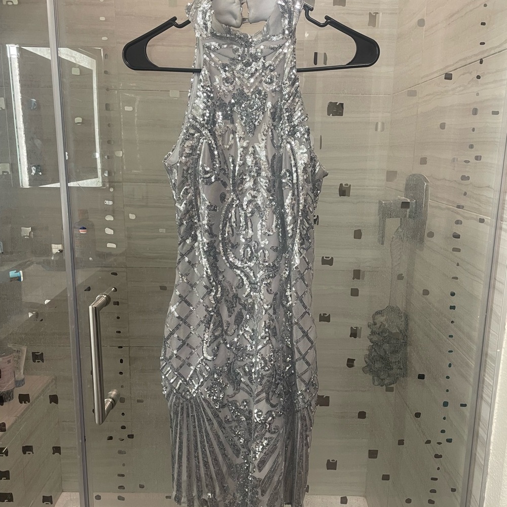 Elegant Silver Sequin Dress